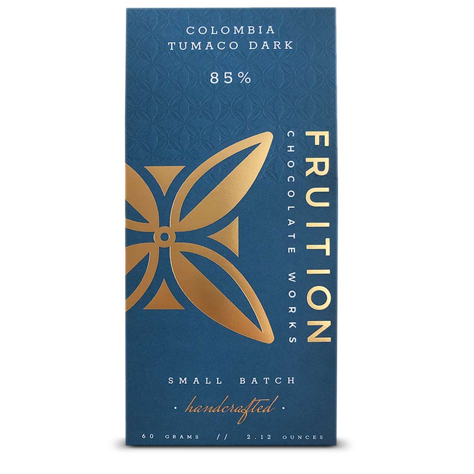 a blue and gold box with gold text